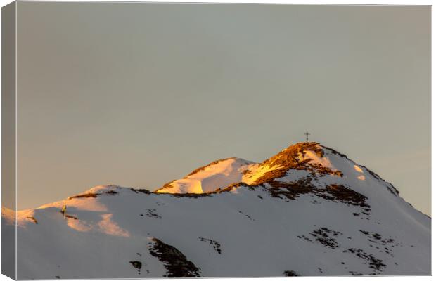 alps peak sunset Canvas Print by Thomas Schaeffer