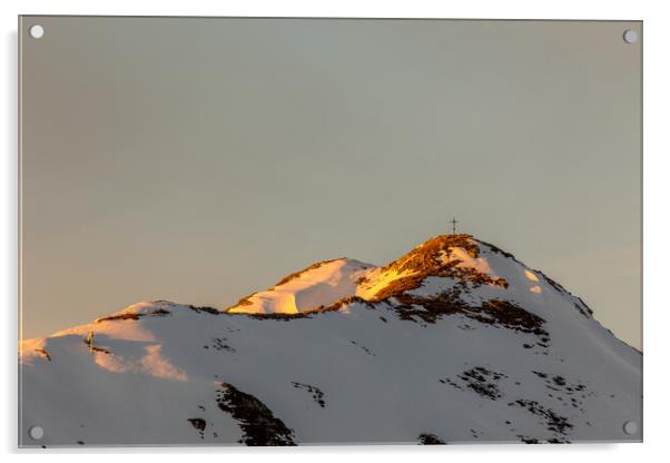 alps peak sunset Acrylic by Thomas Schaeffer