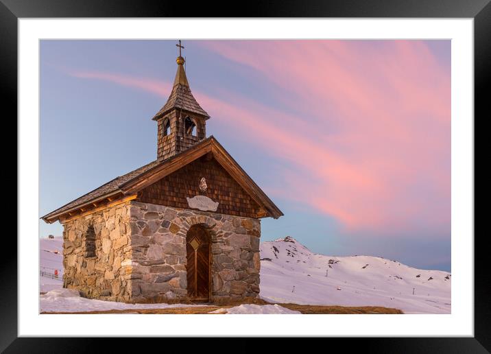 Austria chapel sunset Framed Mounted Print by Thomas Schaeffer