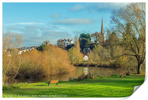 The River Wye at Ross on Wye Herefordshire Print by Nick Jenkins