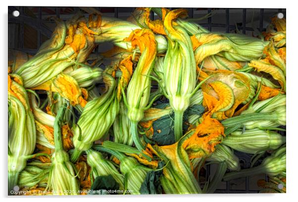 Fresh courgettes or zucchini flowers Acrylic by Frank Bach