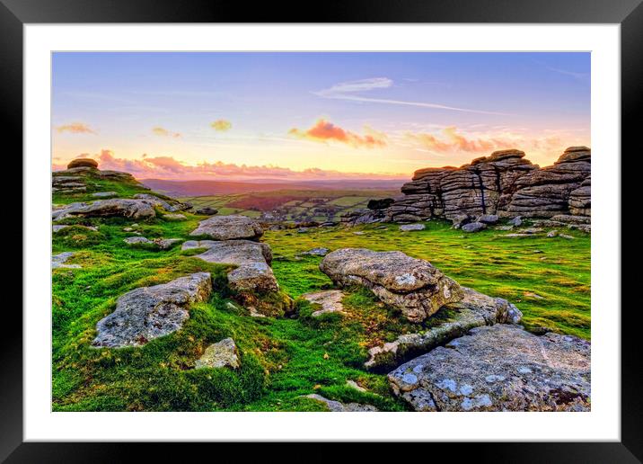 Pil Tor Dartmoor Sunset  Framed Mounted Print by austin APPLEBY