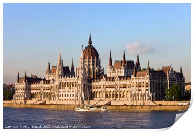 Hungarian Parliament Building in Budapest Print by Artur Bogacki