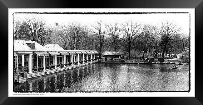 Central Park Boathouse Framed Print by peter tachauer