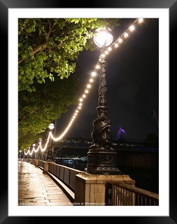 A Night Stroll at London Southbank Framed Mounted Print by Nathalie Hales