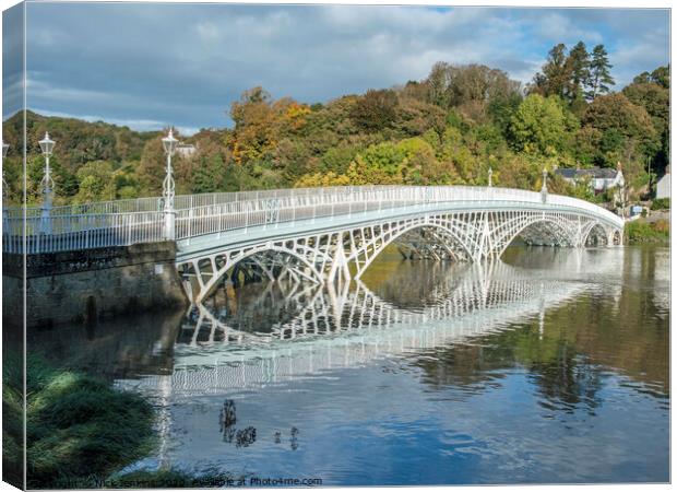 Old Iron Bridge and reflection at Chepstow Canvas Print by Nick Jenkins