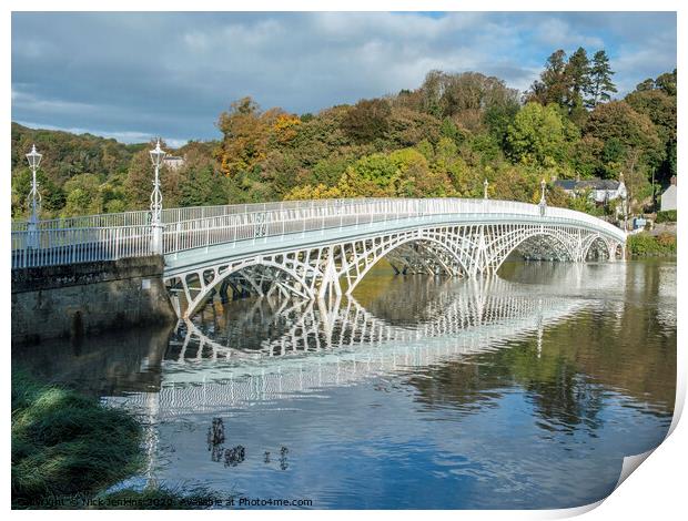 Old Iron Bridge and reflection at Chepstow Print by Nick Jenkins
