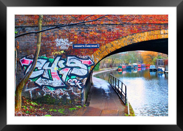 Graffiti Street Art Regent's Canal Camden London Framed Mounted Print by Andy Evans Photos