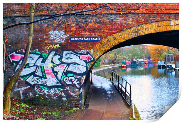 Graffiti Street Art Regent's Canal Camden London Print by Andy Evans Photos