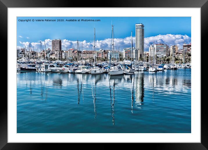Marina in Alicante  Framed Mounted Print by Valerie Paterson