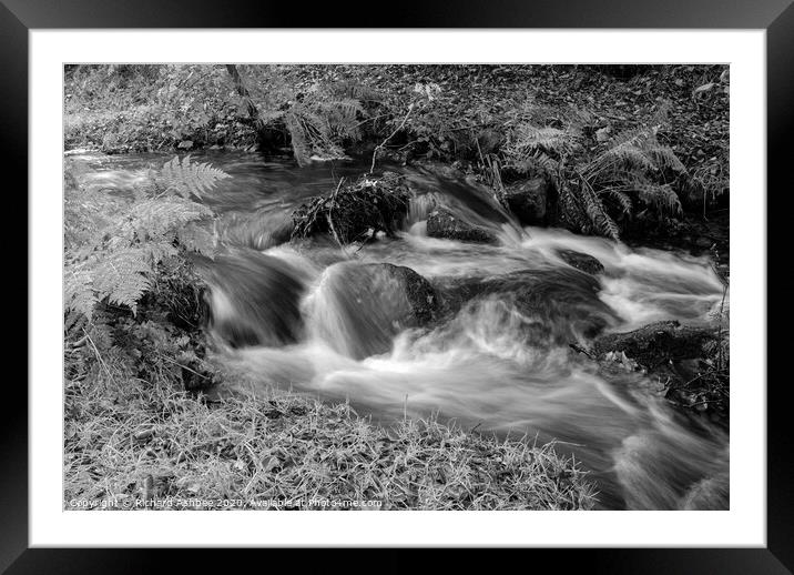 Peak district waterfall at Padley Gorge in black & Framed Mounted Print by Richard Ashbee