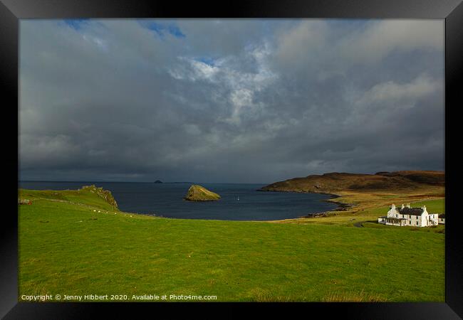 Duntulm Castle overlooking Holm Island, Isle of Skye Framed Print by Jenny Hibbert