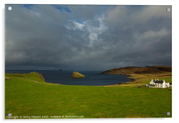 Duntulm Castle overlooking Holm Island, Isle of Skye Acrylic by Jenny Hibbert