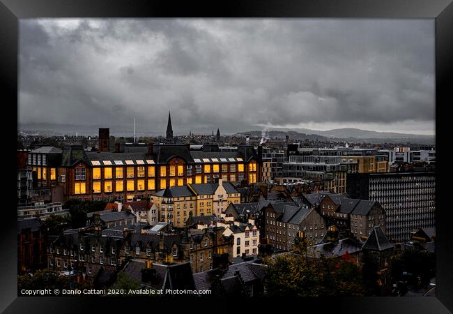 Edinburgh Cityscape in Clouds Framed Print by Danilo Cattani