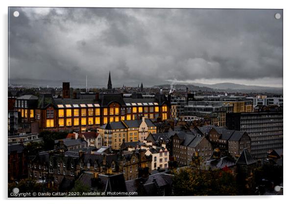 Edinburgh Cityscape in Clouds Acrylic by Danilo Cattani