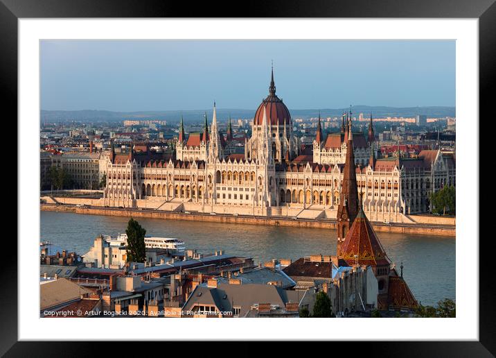 Parliament Building in Budapest at Sunset Framed Mounted Print by Artur Bogacki