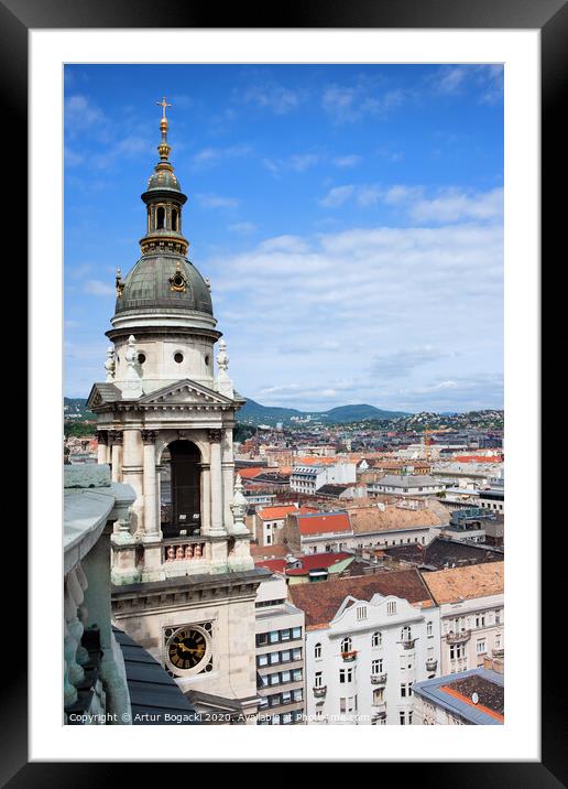 St Stephen's Basilica Bell Tower in Budapest Framed Mounted Print by Artur Bogacki