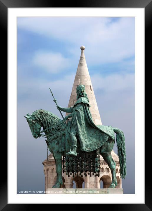 St Stephen's Statue in Budapest Framed Mounted Print by Artur Bogacki
