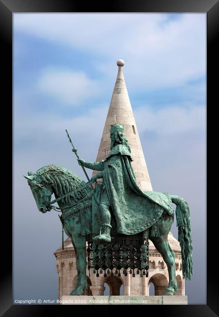 St Stephen's Statue in Budapest Framed Print by Artur Bogacki