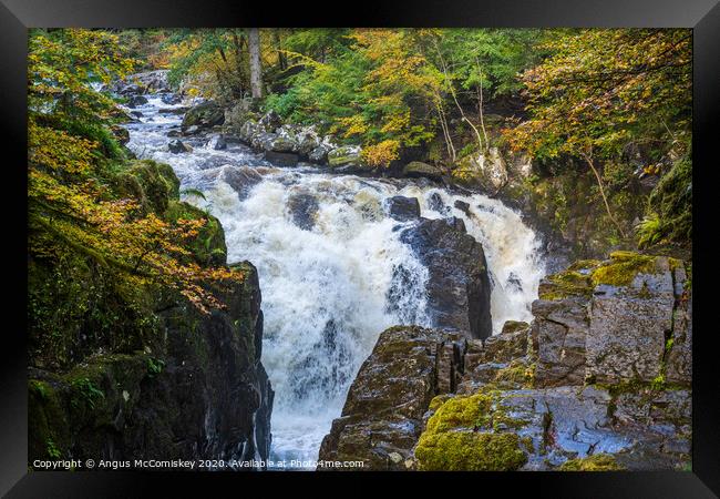 Black Linn Waterfall at the Hermitage in autumn  Framed Print by Angus McComiskey