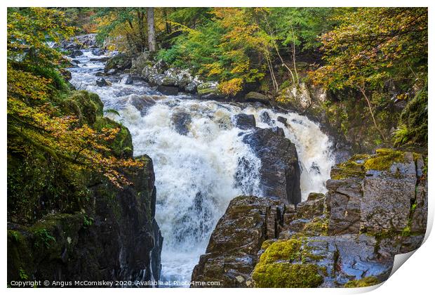 Black Linn Waterfall at the Hermitage in autumn  Print by Angus McComiskey
