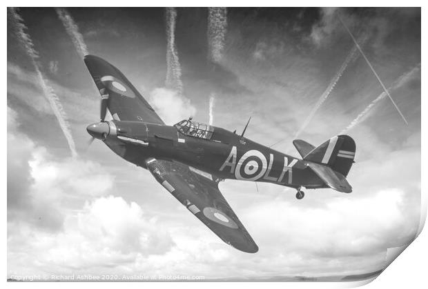 Hawker Hurricane in Black & White Print by Richard Ashbee