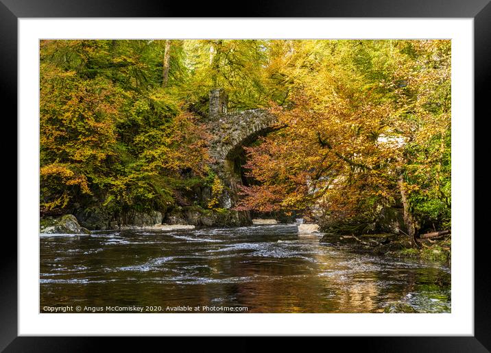 Stone bridge over River Braan at the Hermitage  Framed Mounted Print by Angus McComiskey
