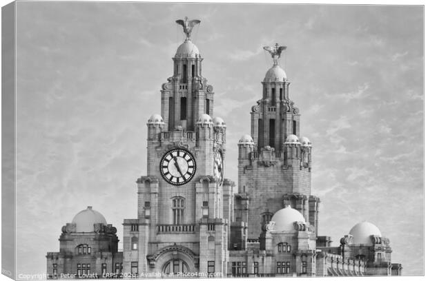 Liver Building in Monochrome Canvas Print by Peter Lovatt  LRPS