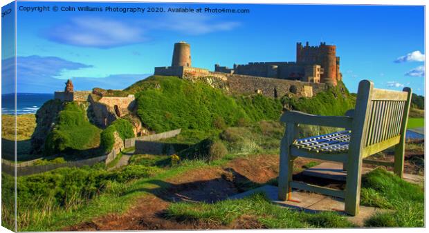 The Bench with a View Bamburgh Castle  Canvas Print by Colin Williams Photography