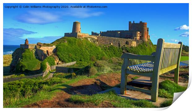 The Bench with a View Bamburgh Castle  Print by Colin Williams Photography