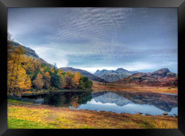 Langdale Pikes from Blea Tarn Framed Print by David Stanforth