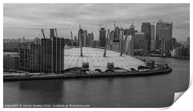 The O2 from The Emirates Cable Car Print by Adrian Rowley