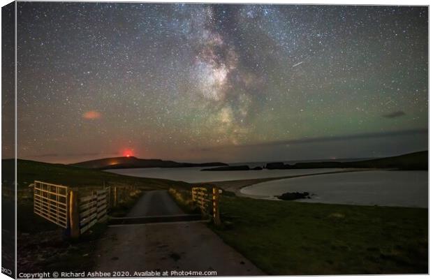 Milky Way over St Ninian's Isle, Shetland Canvas Print by Richard Ashbee