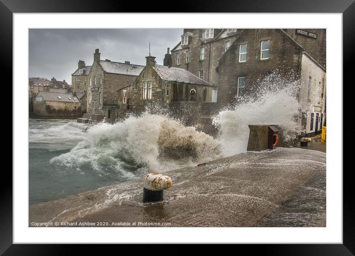 Stormy seas hit Lerwick, Shetland Framed Mounted Print by Richard Ashbee