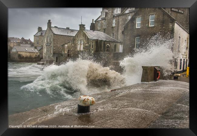 Stormy seas hit Lerwick, Shetland Framed Print by Richard Ashbee