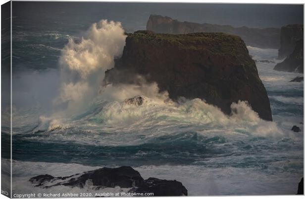 Storm force Winds hit Shetland Canvas Print by Richard Ashbee