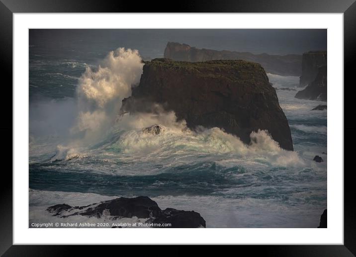 Storm force Winds hit Shetland Framed Mounted Print by Richard Ashbee