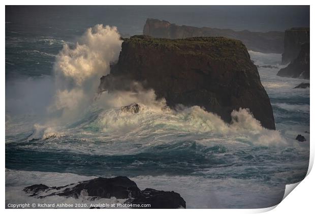 Storm force Winds hit Shetland Print by Richard Ashbee