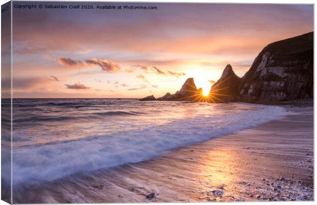 Westcombe Bay Sunset Canvas Print by Sebastien Coell