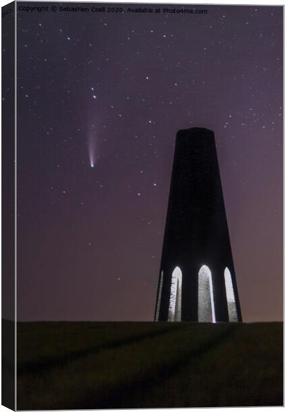 Daymark with comet Neowise above Canvas Print by Sebastien Coell