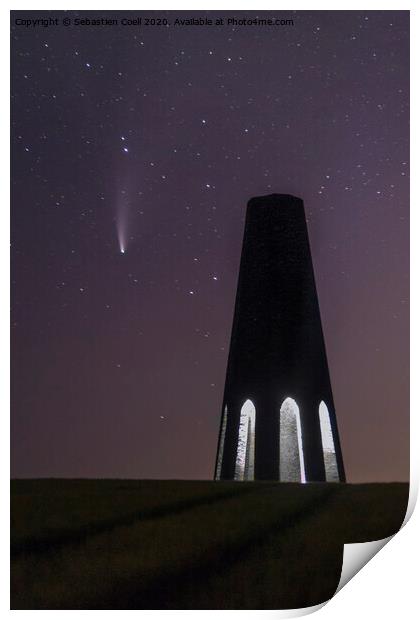 Daymark with comet Neowise above Print by Sebastien Coell