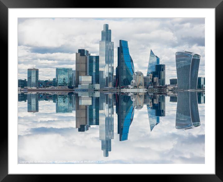Mirror effect London skyline and skyscrapers Framed Mounted Print by Milton Cogheil