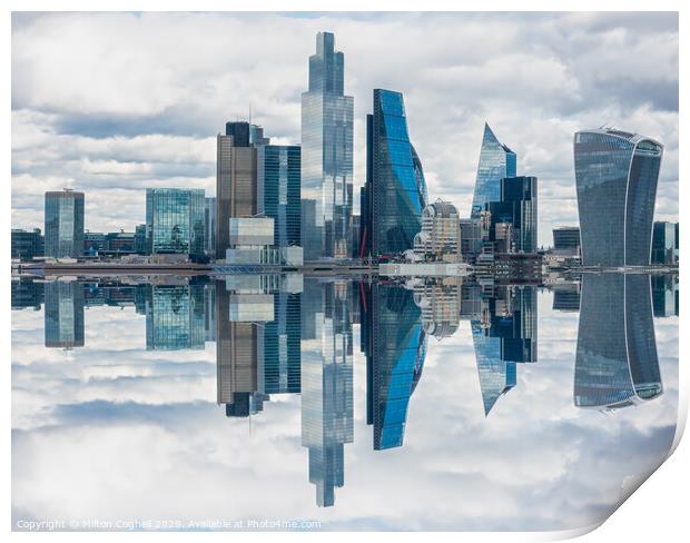Mirror effect London skyline and skyscrapers Print by Milton Cogheil