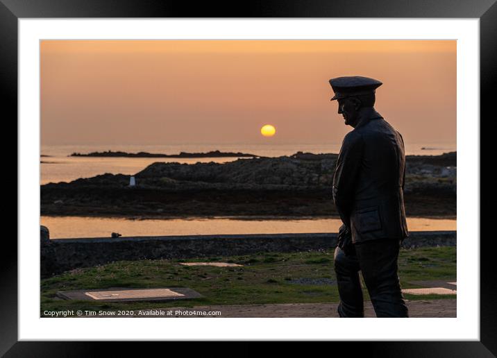 Sunset Statue of Admiral Sir Max Horton Rhosneigr Framed Mounted Print by Tim Snow