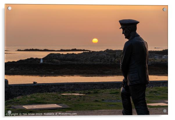 Sunset Statue of Admiral Sir Max Horton Rhosneigr Acrylic by Tim Snow