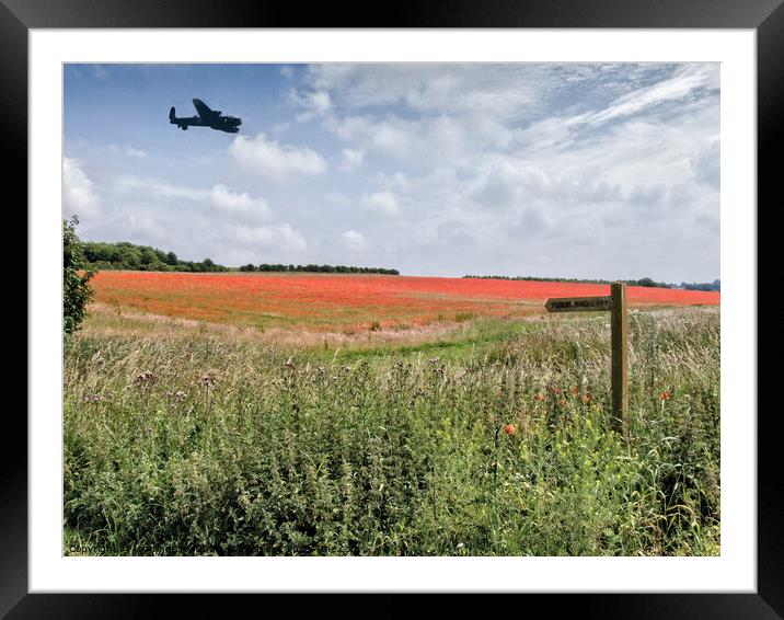 Lancaster Bomber over Poppy Field  Framed Mounted Print by john hartley