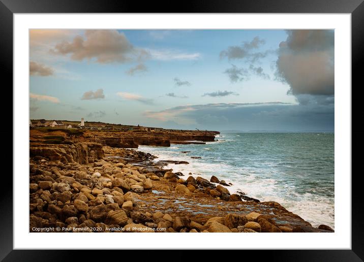 The Coast near Portland Bill on a stormy Autumn Morning Framed Mounted Print by Paul Brewer