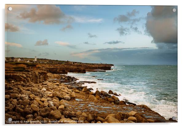 The Coast near Portland Bill on a stormy Autumn Morning Acrylic by Paul Brewer