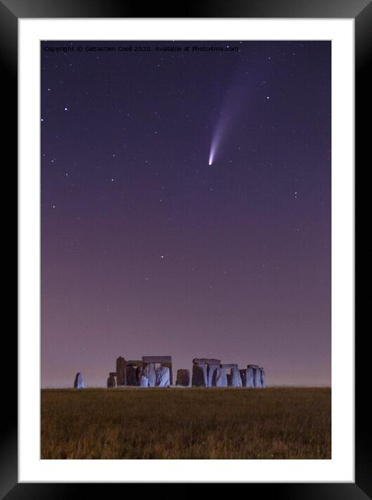 Stone Henge Neowise Framed Mounted Print by Sebastien Coell