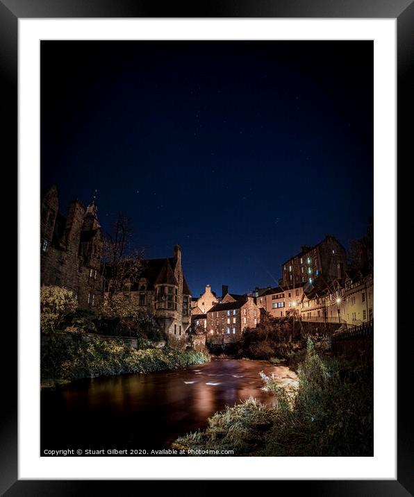 Dean Village at Night Framed Mounted Print by Stuart Gilbert
